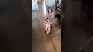 Big sis bakey pushing Sissy in her baby stroller ️ #shorts #churcosisters