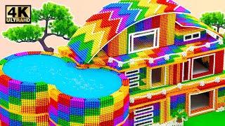 ASMR Video  How To Make Double Round Swimming Pool Villa With Rooftop Water Slide