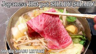 We can eat Marbled Kuroge Wagyu beef as much as we want Japanese Hot Pot SHABU SHABU at Lettuce