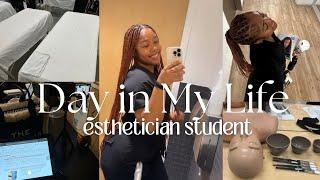 VLOG day in the life as an esthetician student ‍️  11 hour school day  taking exams & more