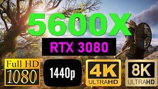 RTX 3080 Gaming Benchmarks at 1080 1440 4K & 8K with RYZEN R5 5600X  8+ Games Tested  FPS Graphs