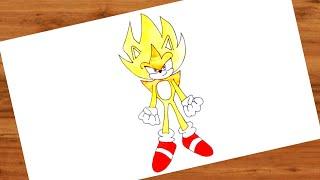 How to draw Super Sonic  Sonic drawing easy  Sonic the Hedgehog