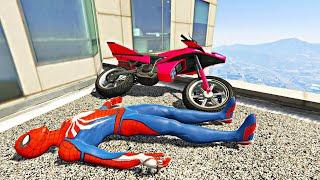 GTA 5 Spiderman con MOTOS de Carreras - Spider-Man Ramp & Ragdolls