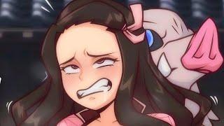 nezuko vs inosuke tough fight comics dub-demidraws