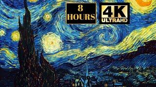 Van Gogh Painting The Starry Night Screensaver Wallpaper Background 8 HOURS On Screen 4K