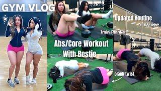 GYM VLOG AbsCore Workout With Bestie + Weights  At Home Workout