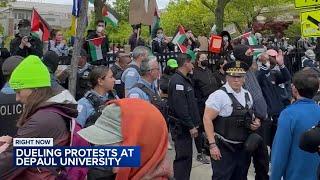 Tensions run high during dueling pro-Palestinian pro-Israel protests at DePaul University quad