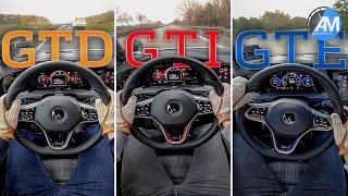 Golf 8 GTD vs. GTI vs. GTE  0-100 & 100-200 kmh acceleration  by Automann