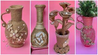 4 DIY Jute Flower Vase4 DIY Jute Flower Vase Rope Flower Vase Jute Rope Crafts