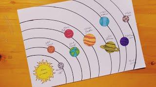 رسم المجموعه الشمسيه . drawing of the solar system