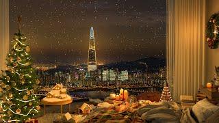 Seoul Korea  Winter Night in Cozy Bedroom 4K  Jazz Music for Relax and Study