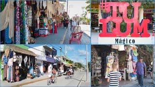 Tulum Mexico centre main road short walk along. Riviera Maya Yucatan Peninsula