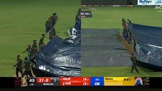 Bad news Rain stop Play in Rcb vs Csk match after 3 over  Rcb vs csk weather update  rcb vs csk