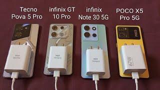Tecno Pova 5 ProInfinix GT 10 ProInfinix Note 30 5GPoco X5 Pro CHARGING TEST  0 To 100% 