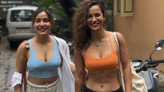 Neha Sharma And Aisha Sharma Spotted Outside Gym In Bandra 