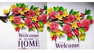 welcome home wallhanging craftdoor hanging wall decoration idea paper flower wallhanging