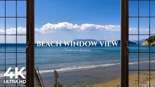 4K Greece Beach window view - Relaxing Calming Ambience