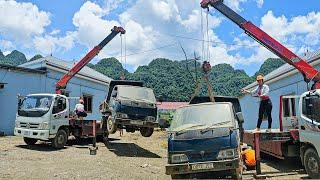 Tran Dieu Linh and the Crane Beautiful Girl Operates the Crane Transporting a Broken Car for Repair