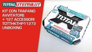 Unboxing Kit con Trapano Avvitatore e 127 Accessori TOTAL TOTTHKTHP11272 - TotalUtensili.it