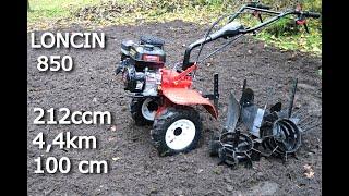 Loncin 850 - Powerful tiller 212ccm 4.4kW TEST - Plow Rider Digger - Plowing.