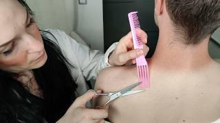 ASMR Shoulder Hairdresser - Combing Washing & Cutting Invisible Shoulder Hair