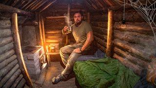 My first Dugout in the Woods Thunderstorm and Rain forest camp no talking