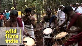 Chenda percussionists during Theyyam festival