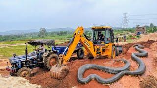 Jcb 3dx Machine Working Mud Loading With Mahindra and Swaraj Tractor  Jcb and Tractor Cartoon Video