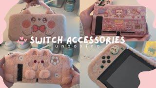 unboxing nintendo switch accessories ft. geekshare  case thumb grips pink aesthetic