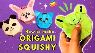 Origami Paper Squishy Cat Bear Frog How to make squishy without glue tape crafts