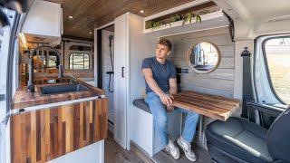 VAN TOUR  Luxury Modern Cozy Van Conversion w STUNNING BED DESIGN & BATHROOM