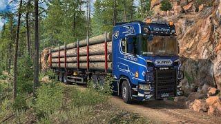 Timber Trucking Through Extreme Terrains Deep In The Forest  Scania R580 SUPER  #ets2 1.49