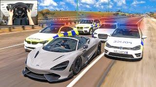 Stealing MCLAREN 720S + Police Chase - Forza Horizon 5 Steering Wheel + Shifter Gameplay