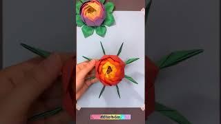 Use colored paper and a rubber band to make a beautiful blessing lotus lantern #drawing #draw