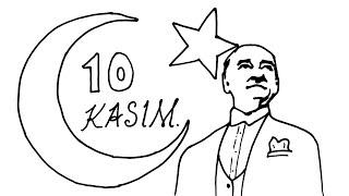 10 Kasım Resmi Çizimi Çok Kolay - Çizime Yeni Başlayanlar İçin Atatürk Resmi Çizimi - On Kasım Resmi