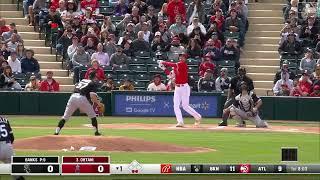Shohei Ohtani laces a triple to right-center on the first pitch he sees in the bottom of the 1st