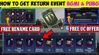 How To Get Return Event In Bgmi & Pubg  How To Get Free Id Rename Card  Free Ud Reanme Card