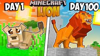 I Survived 100 Days as a LION in Minecraft