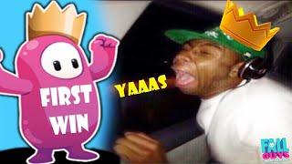 Fall guys First win compilation funny reactions