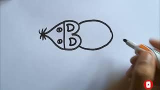 How to draw a rat from letter B easy drawing M P Drawing tutorial paintingsdrawings for music