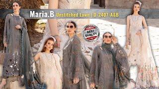 Maria.B  Unstitched Lawn ️ D-2407-A&B  Luxury Lawn 2024 Master ReplicaCutwork Embroidery