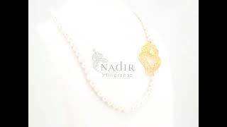Filigree Heart & Freshwater Pearls Necklace in 925 Sterling Silver with Gold Bath