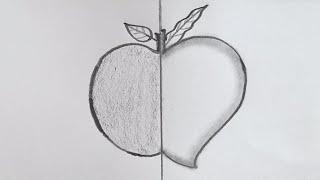 Half face drawing - 14  Apple Mango @TamilNewArt