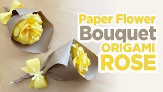 How to Make Paper Flower Bouquet  Origami Rose  Paper Rose Bouquet