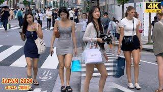 4k hdr japan travel 2024  Walk in Ginza（銀座）Tokyo japan   Relaxing Natural City ambience