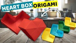 HEART BOX ORIGAMI  HOW TO MAKE HEART BOX ORIGAMI  DIY ORIGAMI