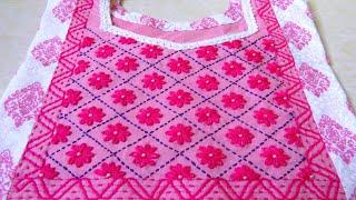 Hand Embroidery Neckline Design for Dresses  Phulkari Stitch Neck Design