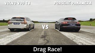 2023 Volvo V90 T8 455hp vs 2020 Porsche Panamera 4 E-Hybrid 462hp  Drag Race  4K