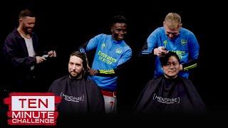 ABSOLUTE SCENES   Bukayo Saka and Aaron Ramsdale show their barber tekkers  10 minute challenge