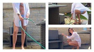 Garden Chores 4K Bikini Cleaning Clean With Me Sweeping Scrubbing The Patio